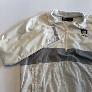 Under Armour USCGA Pullover Mens Large White Grey Quarter Zip Coast GuardAcademy